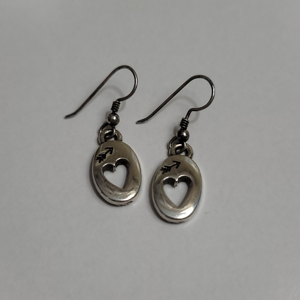 Brighton silvertone dangle heart earrings